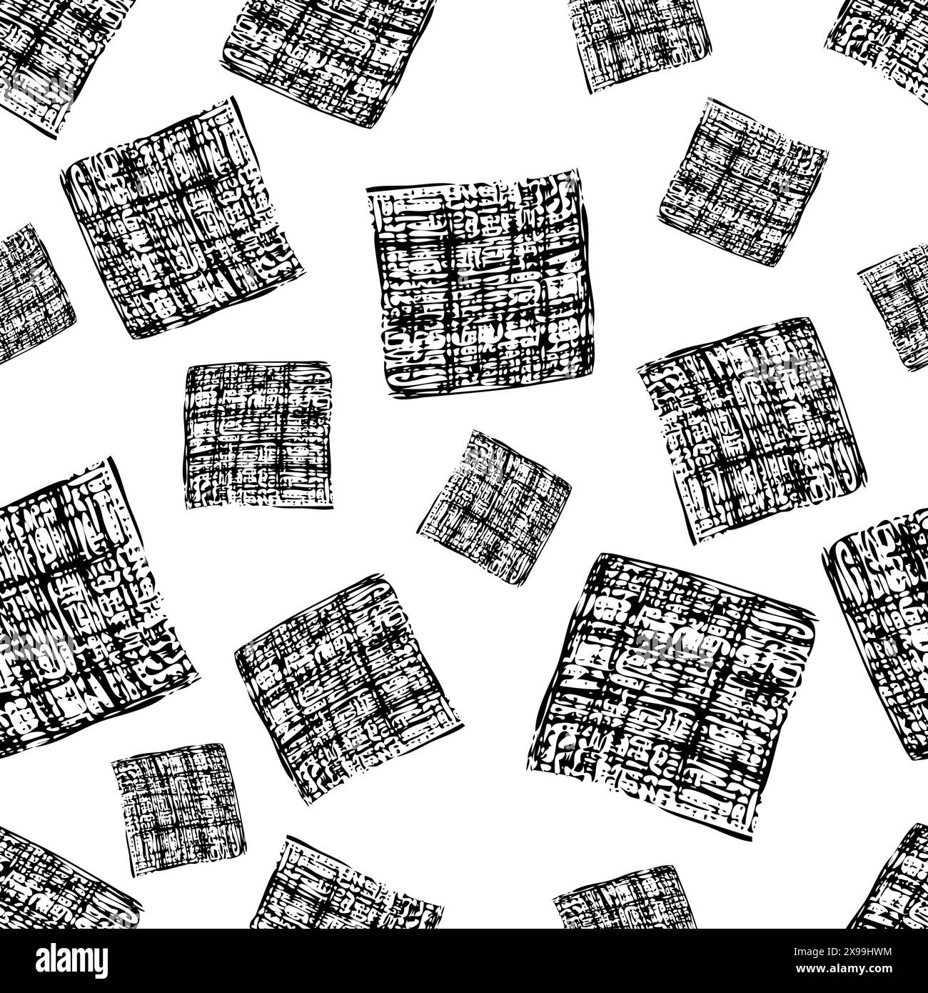 Seamless Pattern with hand drawn black scribble Smear. Abstract grunge ...