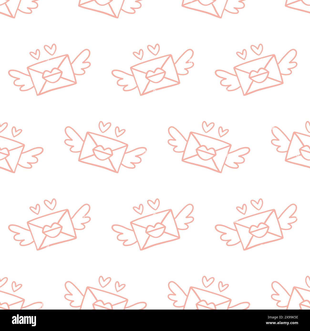 Envelope with Wings Love Letters Seamless Pattern Stock Vector Image ...