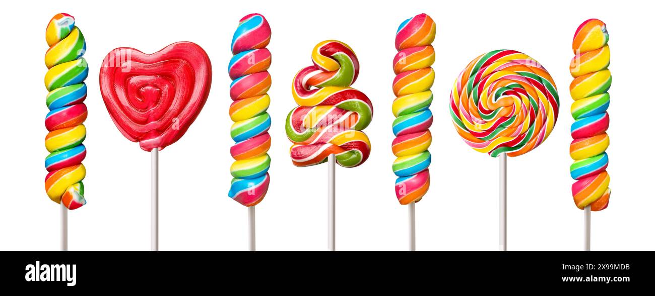 colorful lollipops isolated on white background Stock Photo