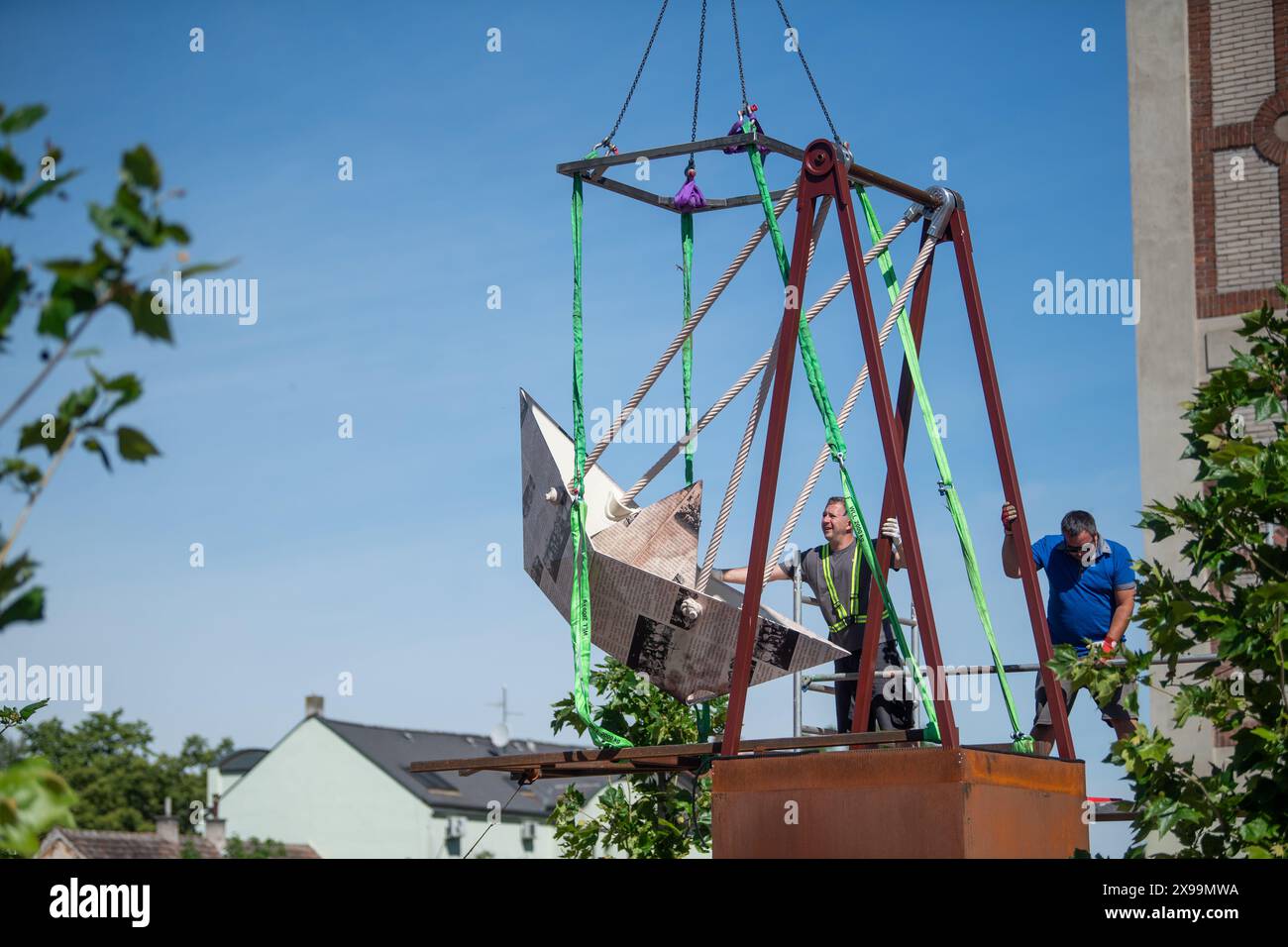 Pardubice, Czech Republic. 30th May, 2024. Unveiling of new installation by artist David Cerny designed for Svitani school in Automaticke Mlyny in Pardubice, Czech Republic, May 30, 2024. Credit: Josef Vostarek/CTK Photo/Alamy Live News Stock Photo