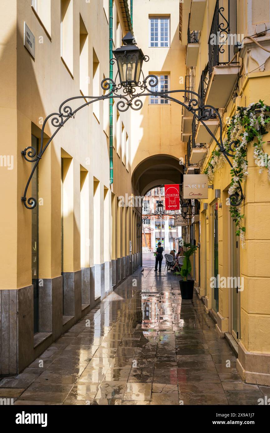 Picturesque alley in the old town, Malaga, Andalusia, Spain Stock Photo