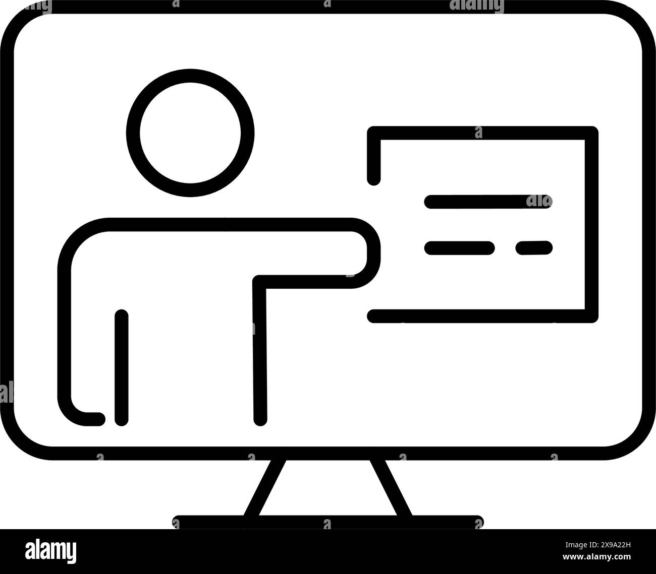 Professor giving online presentation. Interactive learning experiences. VIrtual lecture and seminar. Vector icon Stock Vector