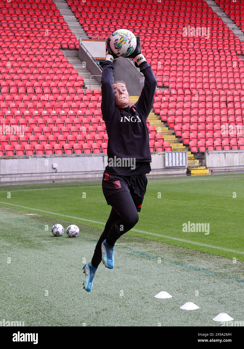 Prague, Czechia. 30th May, 2024. goalkeeper Diede Lemey of Belgium pictured during the matchday -1 training session ahead of a game between the national teams of Czechia and Belgium, called the Red Flames on the third matchday in Group A2 in the league stage of the 2023-24 UEFA Women's European Qualifiers competition, on Thursday 30 May 2024 in Prague, Czechia . Credit: sportpix/Alamy Live News Stock Photo