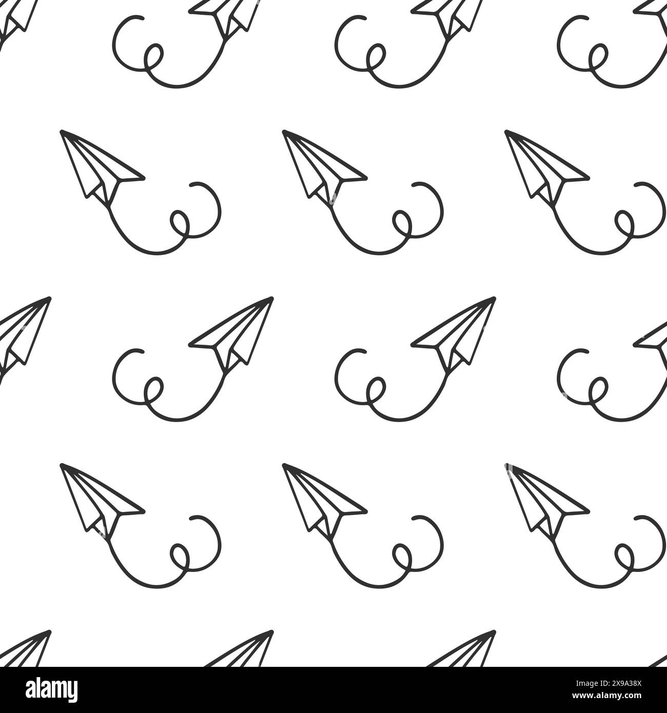 Flying Paper Planes Minimal Cute Seamless Pattern  Stock Vector
