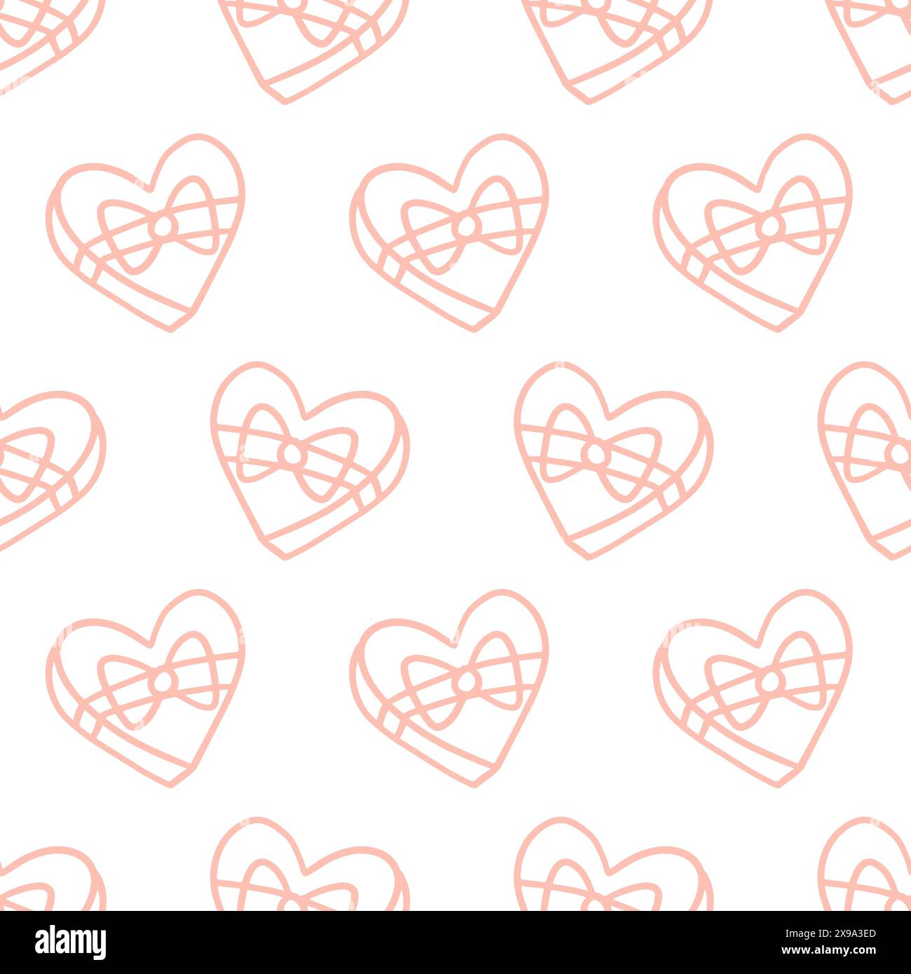 Heart Gift Box Seamless Pattern Valentines Day Stock Vector