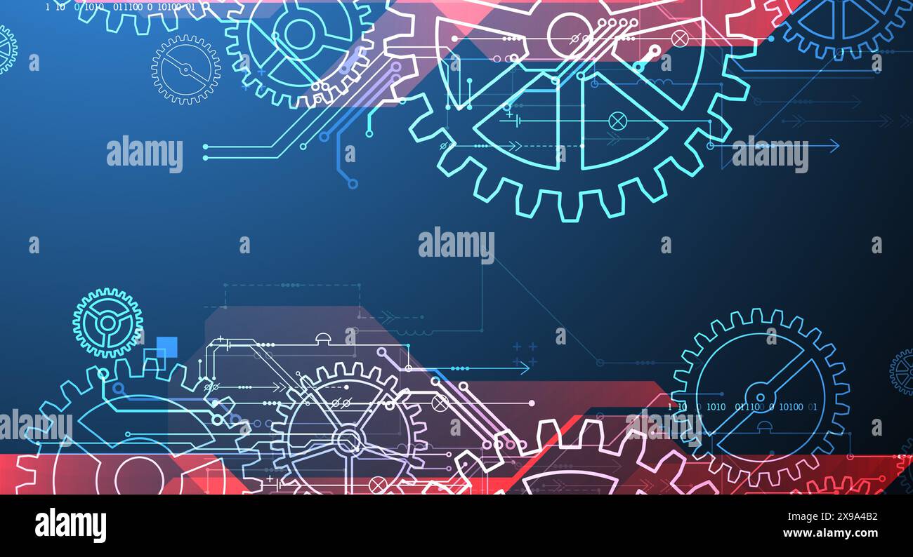 Abstract  technological background  with glowing cogwheels. Vector Stock Vector