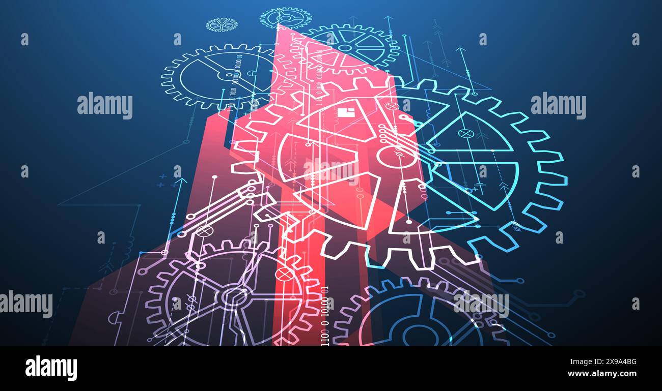 Abstract  technological background  with glowing cogwheels. Vector Stock Vector
