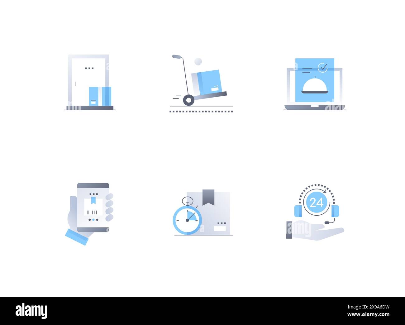 Delivery and ordering of goods - flat design style icons set Stock Vector
