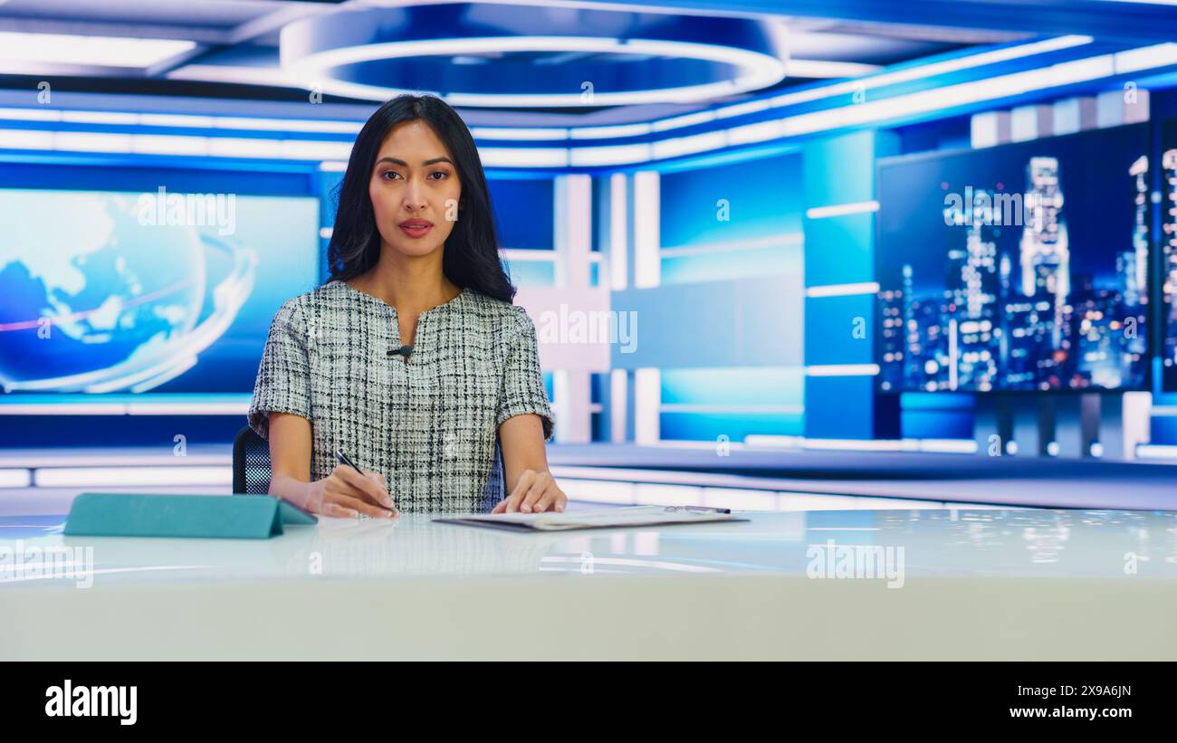 On Air TV Live News Program with Professional Female Presenter ...