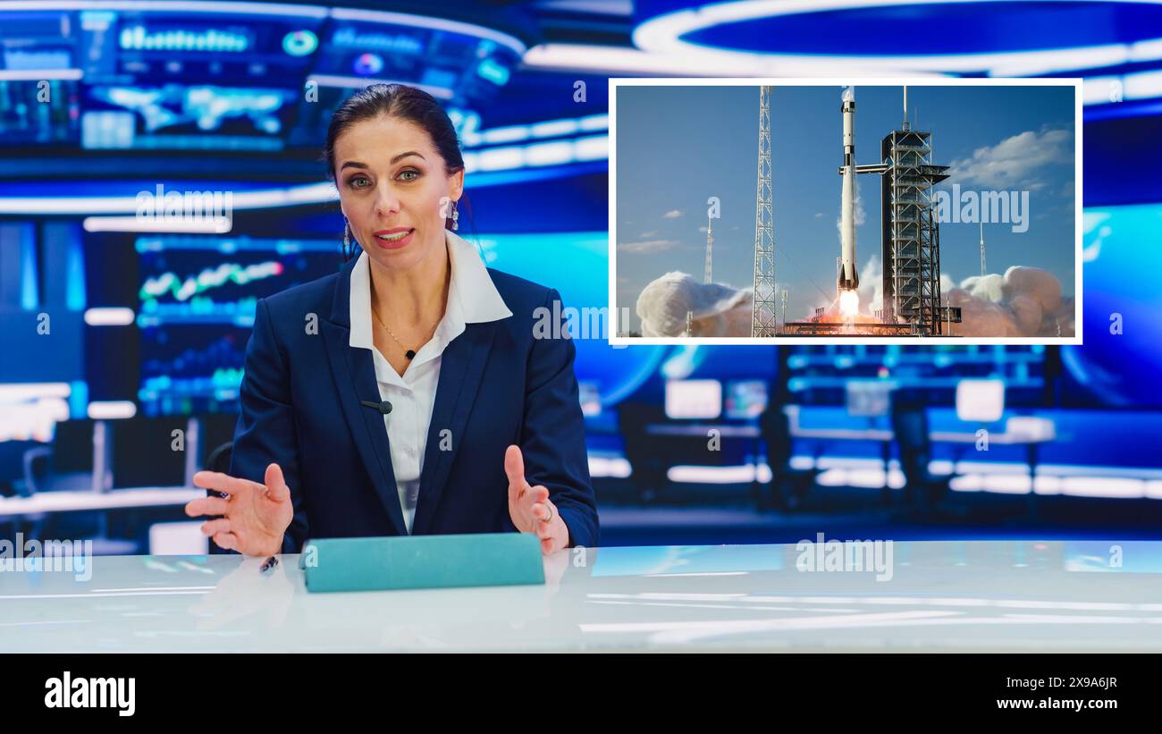 On Air TV Live News Program with Professional Female Presenter ...