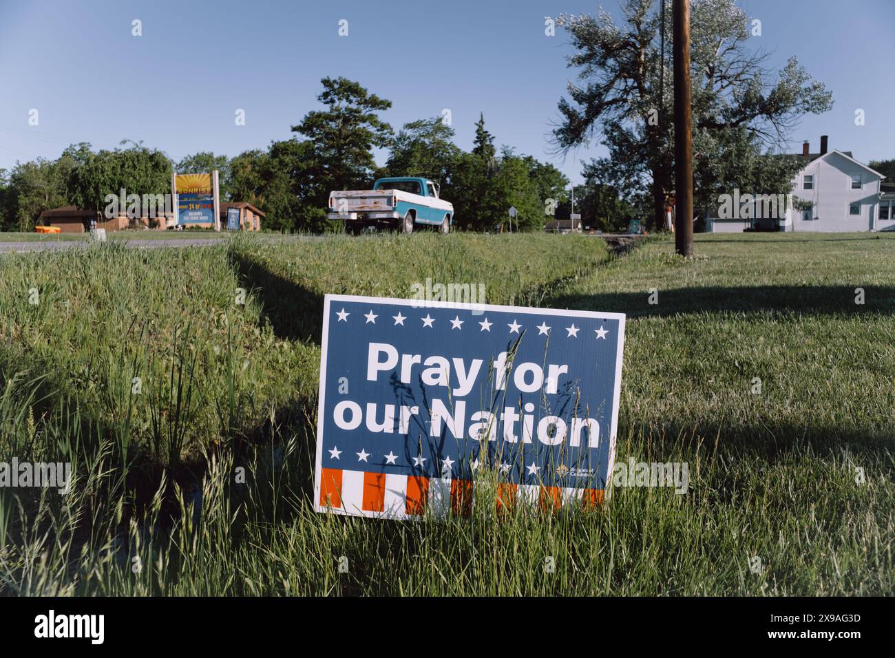 Pray for Our Nation roadside sign near Capac Michigan USA Stock Photo