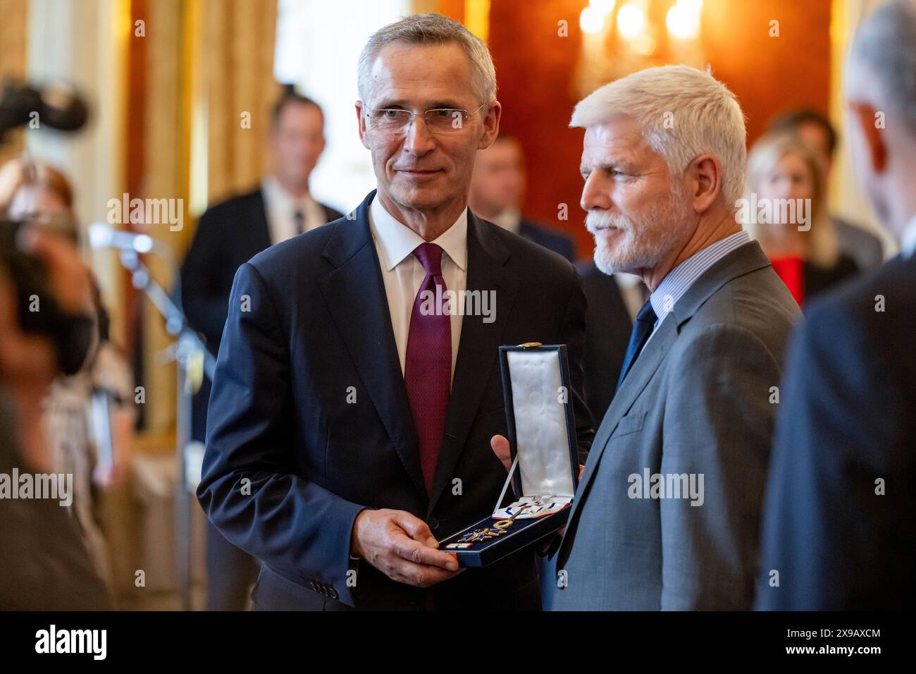Czech President Pavel (right) awarded Order of Tomas Garrigue Masaryk ...