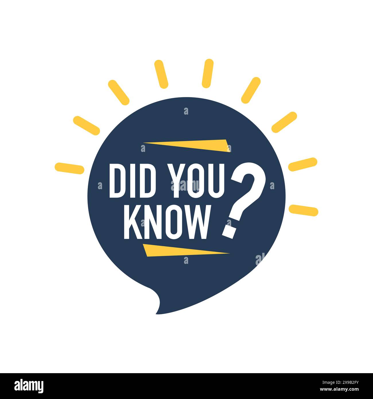 Did You Know label. Bulb and rays with a question mark Stock Vector
