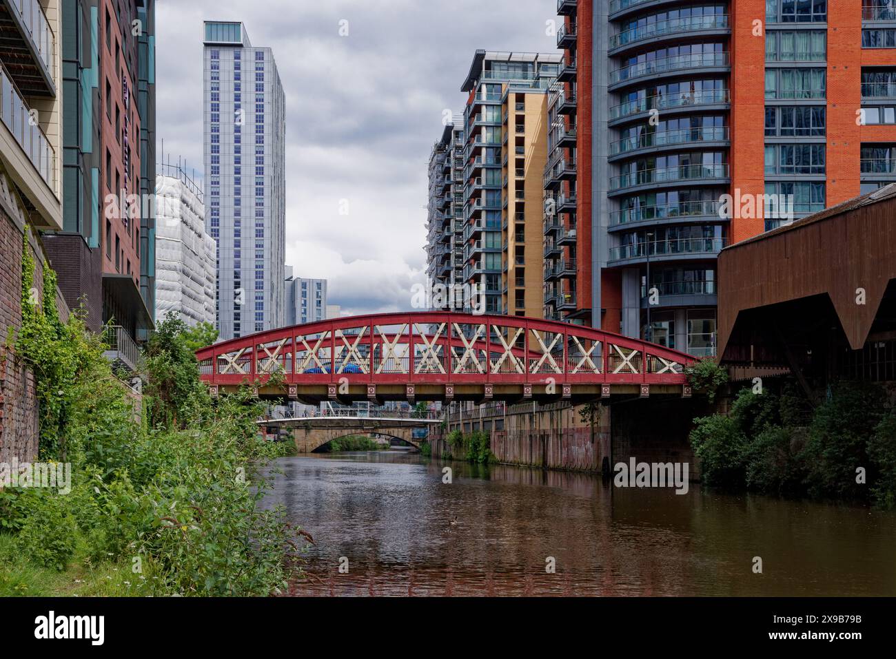 The River Irwell through Manchester City Centre. Stock Photo