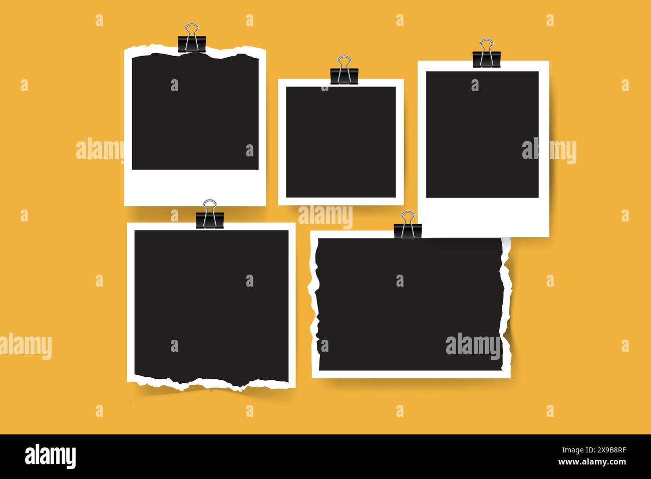 Elegant torn photo frame polaroid mockup premium vector Stock Vector