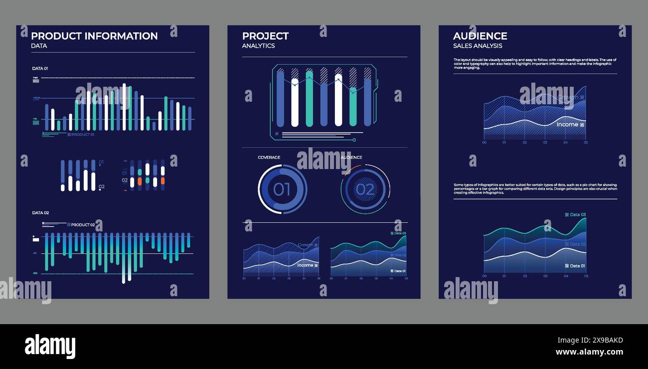 Project business analysis charts in color. Vector illustration Stock ...
