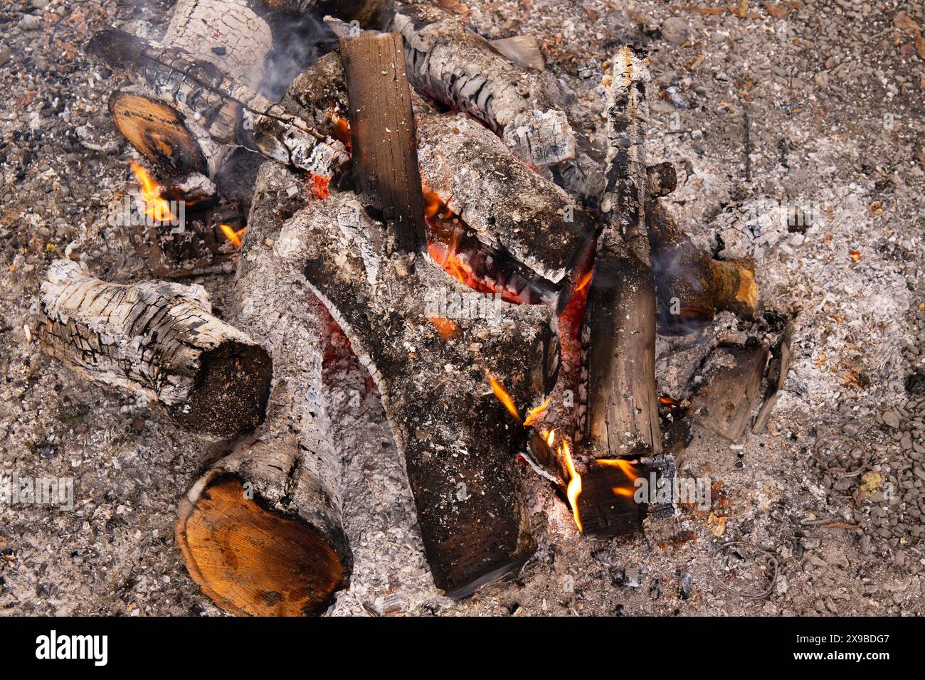 Fascinating burning boards and coals in a fire Stock Photo - Alamy