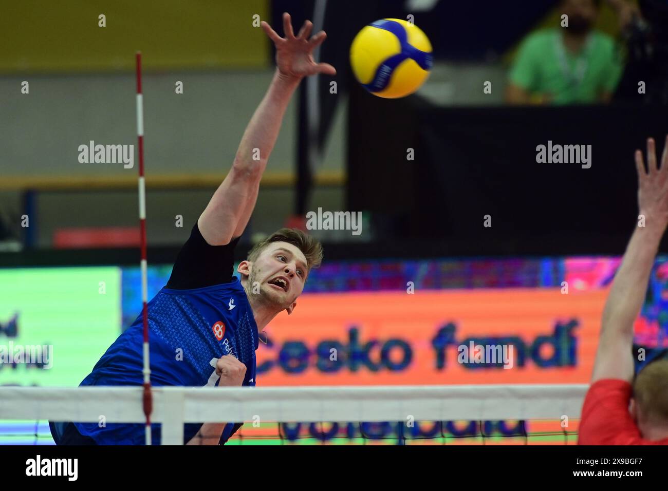 Karlovy Vary, Czech Republic. 30th May, 2024. Aaro Nikula (FIN) in action during the CEV Volleyball European Golden League 2024, match Finland vs Czechia, in Karlovy Vary, Czech Republic, on May 30, 2024. Credit: Slavomir Kubes/CTK Photo/Alamy Live News Stock Photo