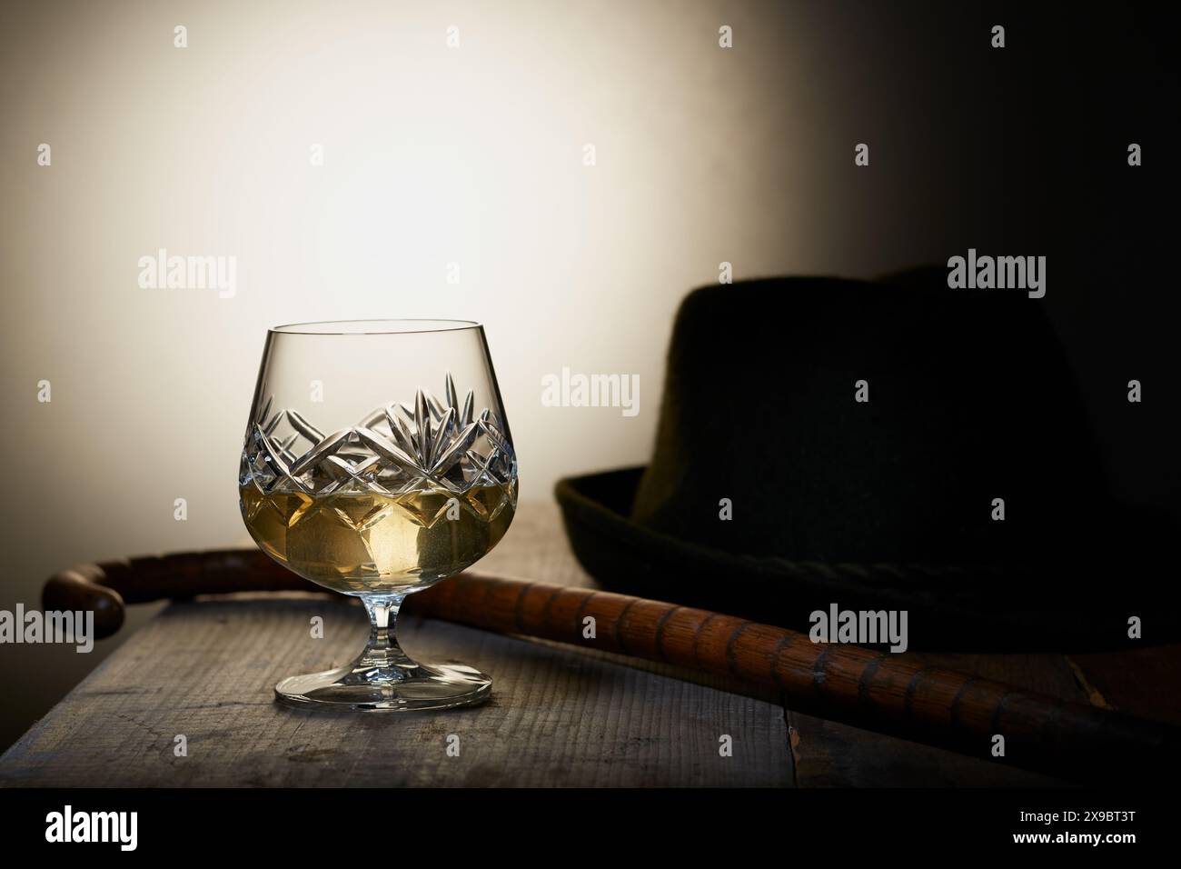 Moody drinks shot with glow in the background. Stock Photo