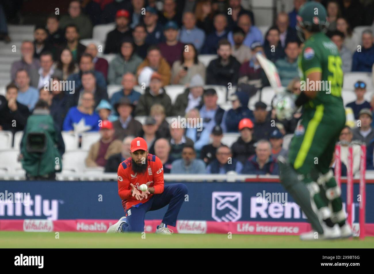 Hammad Rashid London, England. 30th May 2024. Adil Rashid takes the catch to dismiss ...