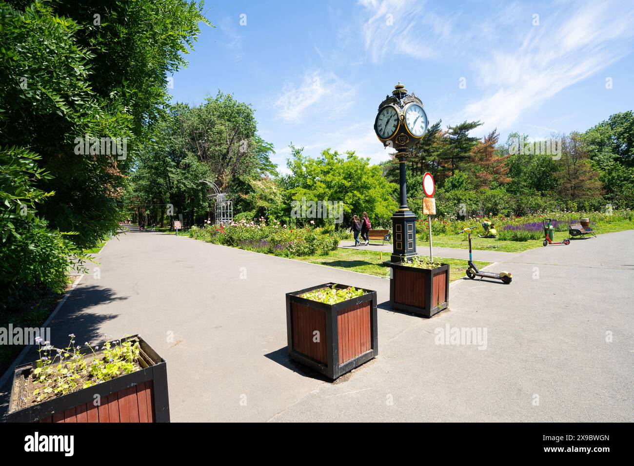 Bucarest, Romania. May 24, 2024. view of an old clock at the entrance to the Cismea park in the city center Stock Photo