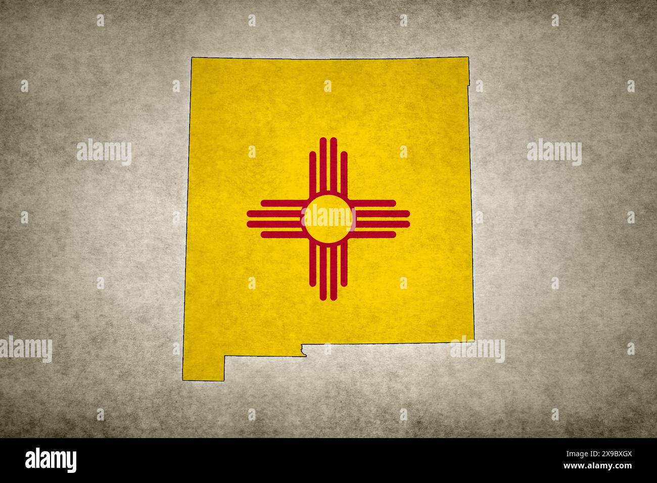 Grunge map of the state of New Mexico (USA) with its flag printed ...