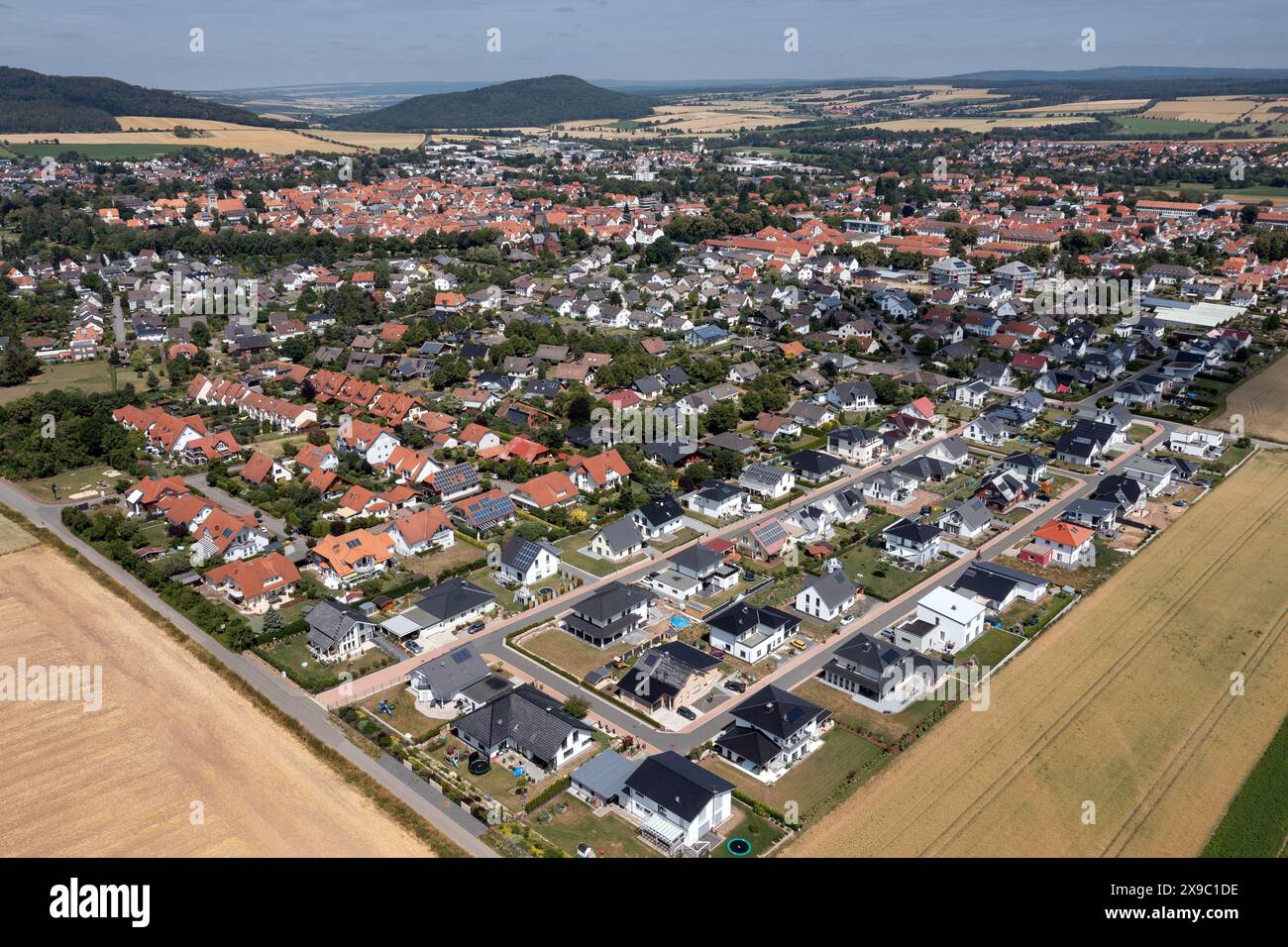 aerial view of new housing estate in Germany Stock Photo