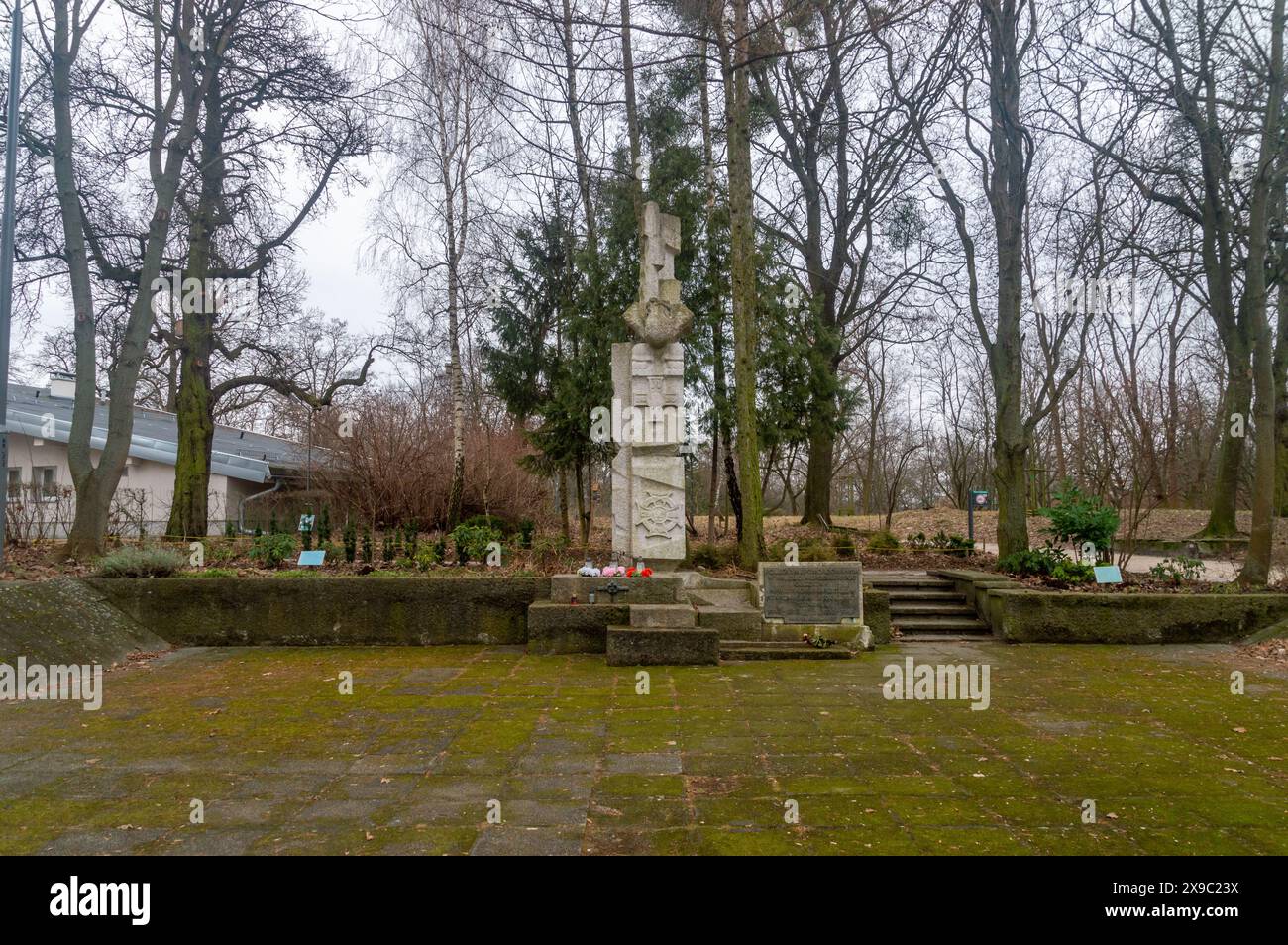 Poznan Poland January 28 2024: A monument commemorating the fallen