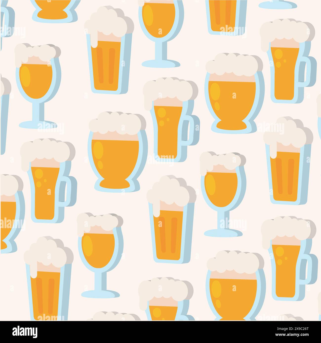 3D Beer glass icons Pattern background Vector Stock Vector