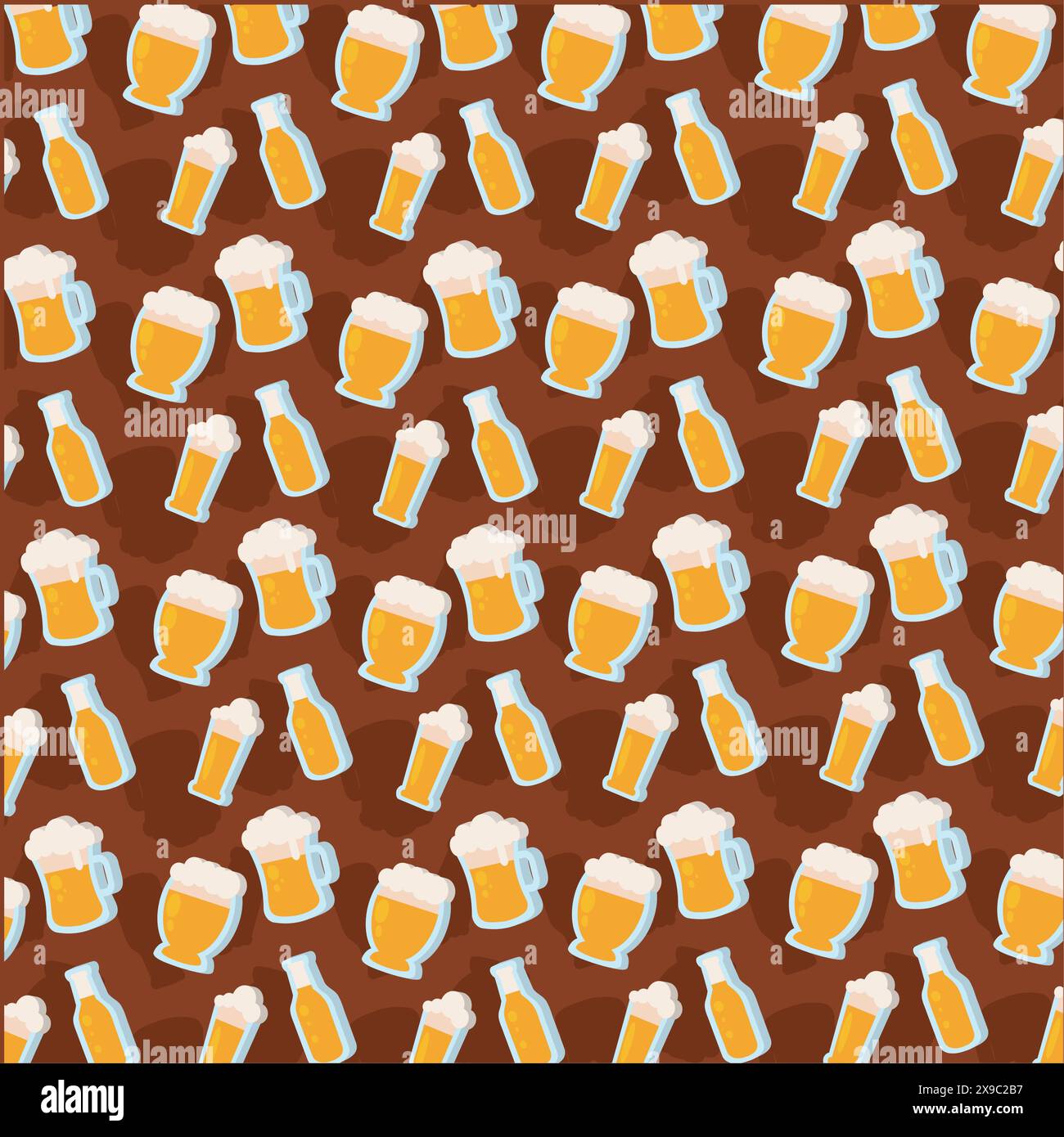 3D Beer glass icons Pattern background Vector Stock Vector