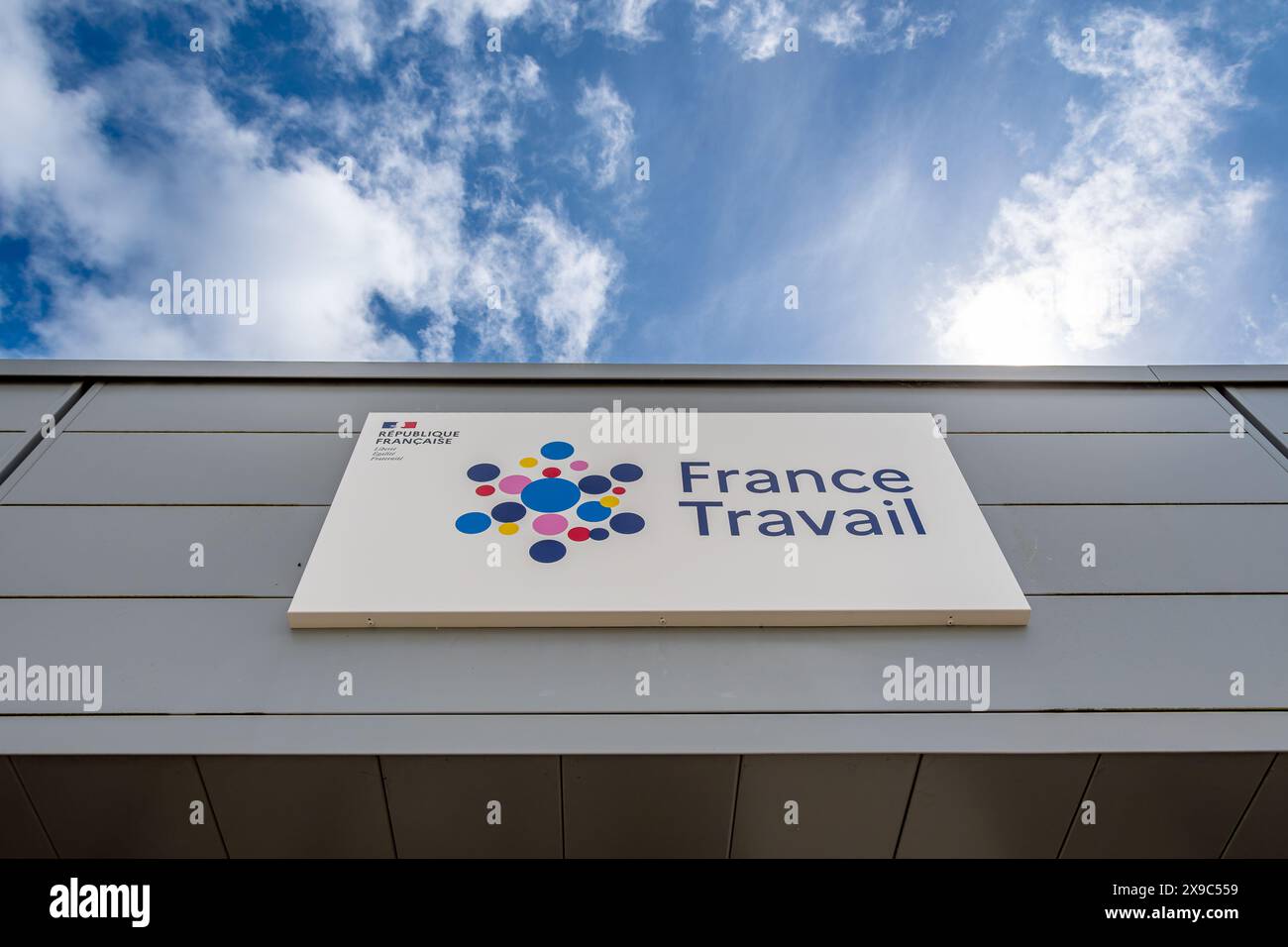 Sign And Logo At The Entrance To A France Travail Agency France 