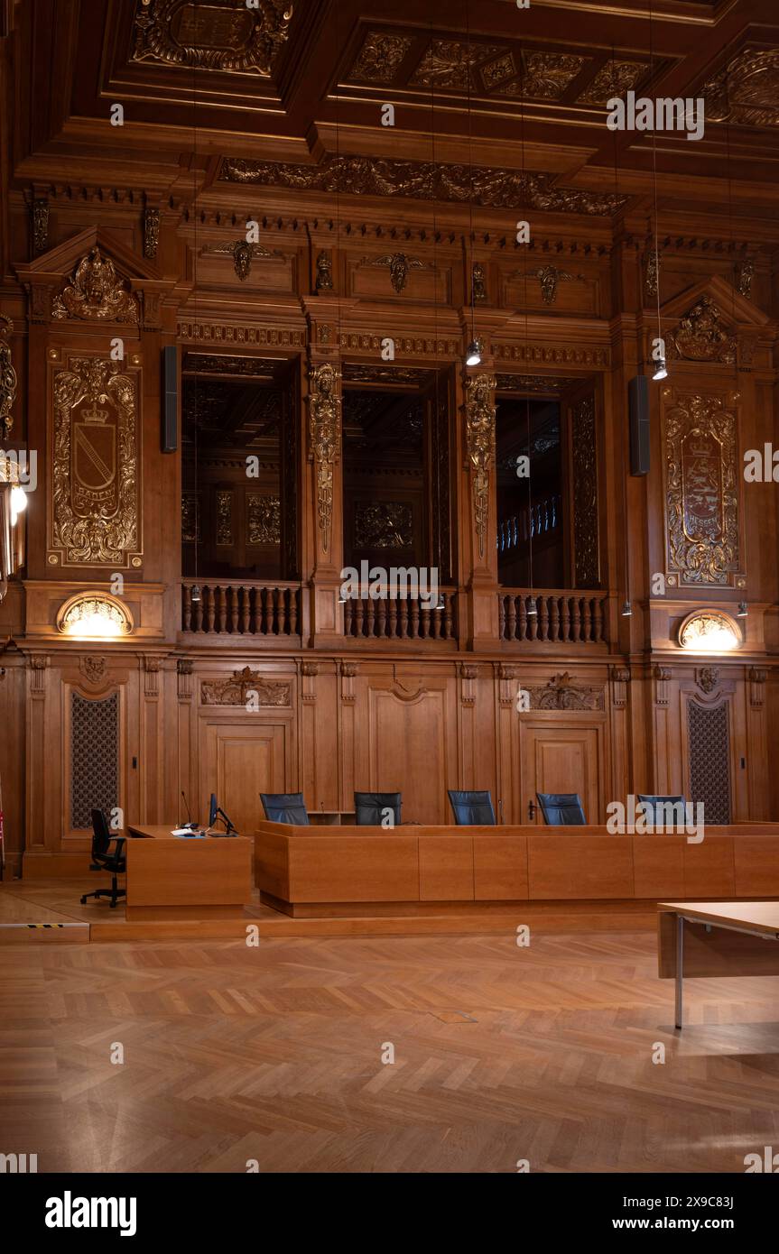 Interior photo, large courtroom, Federal Administrative Court, former Imperial Court of Justice, Leipzig, Saxony, Germany Stock Photo