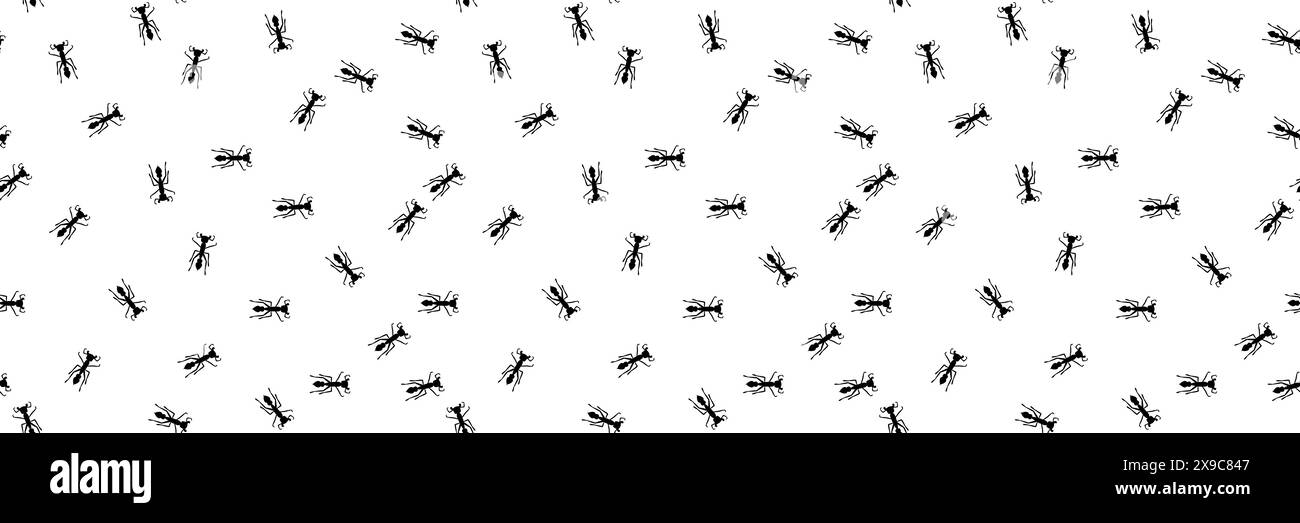 Ant trail seamless pattern. Insect invasion concept. Stock Vector