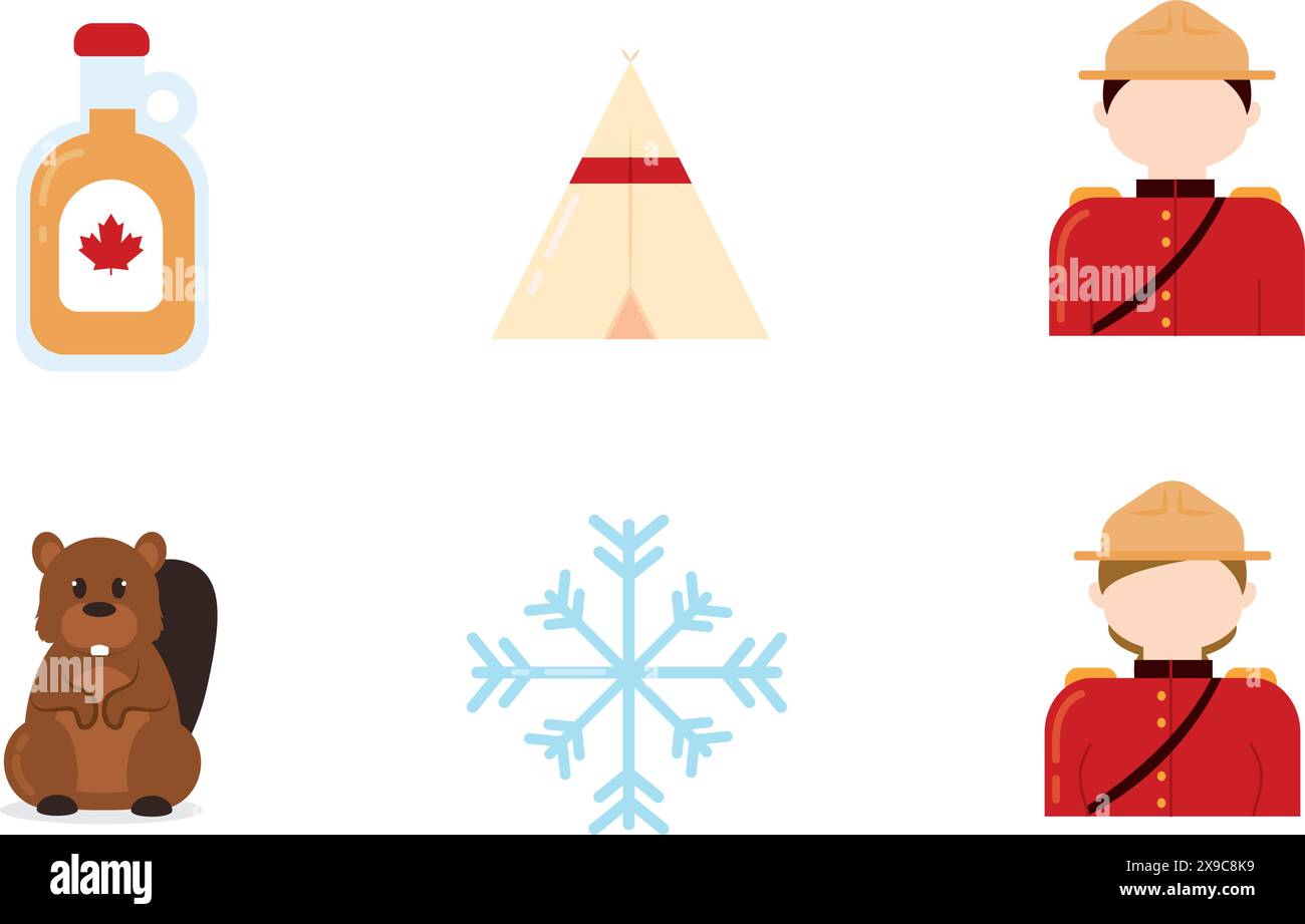 Set of colored canada icons Vector Stock Vector