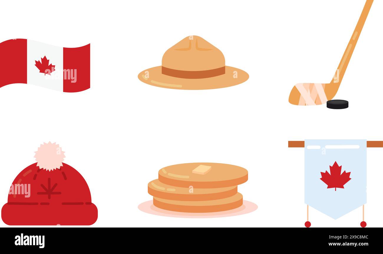 Set of colored canada icons Vector Stock Vector