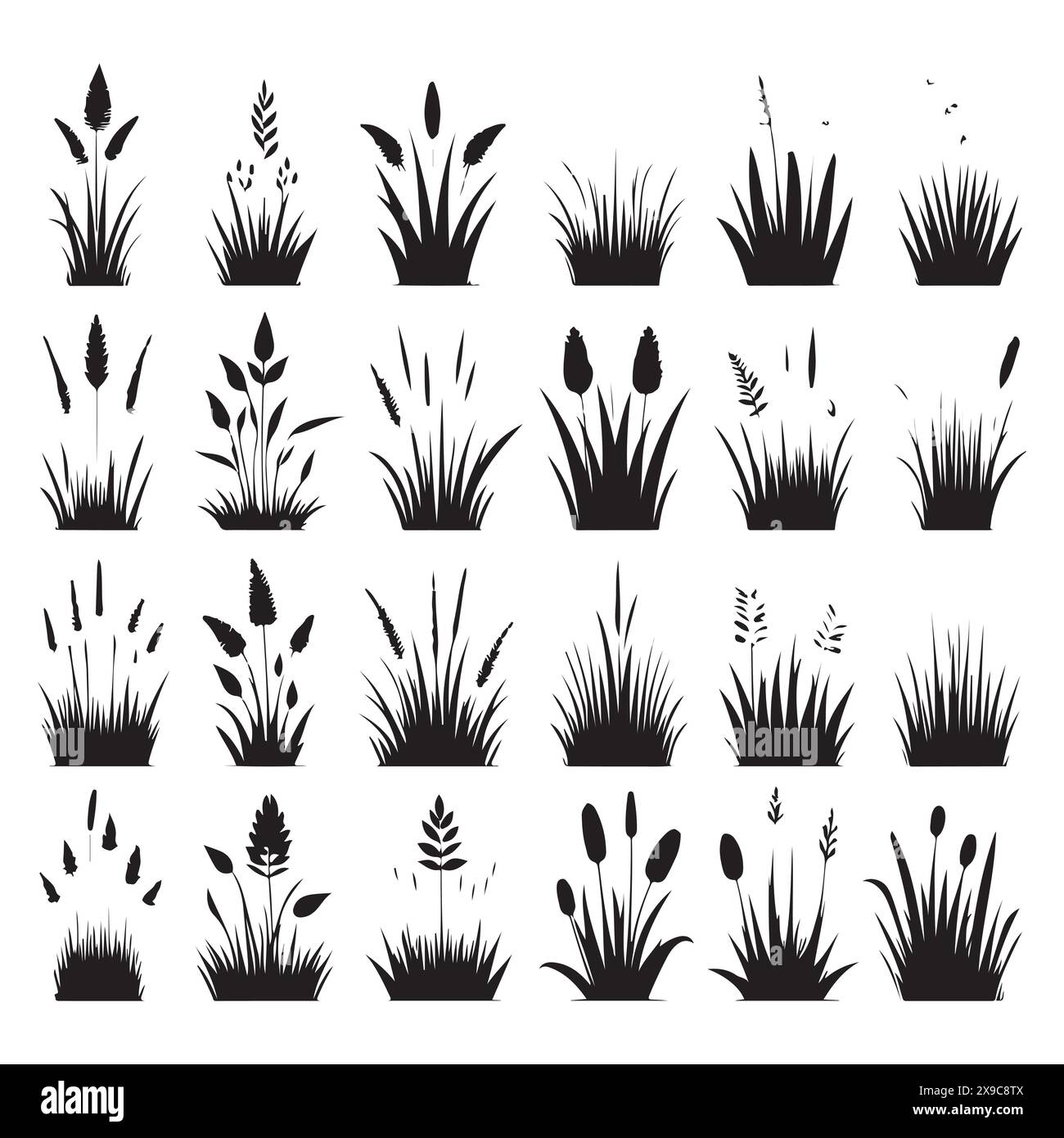 Silhouette set of grass. Vector isolated illustration Stock Vector ...