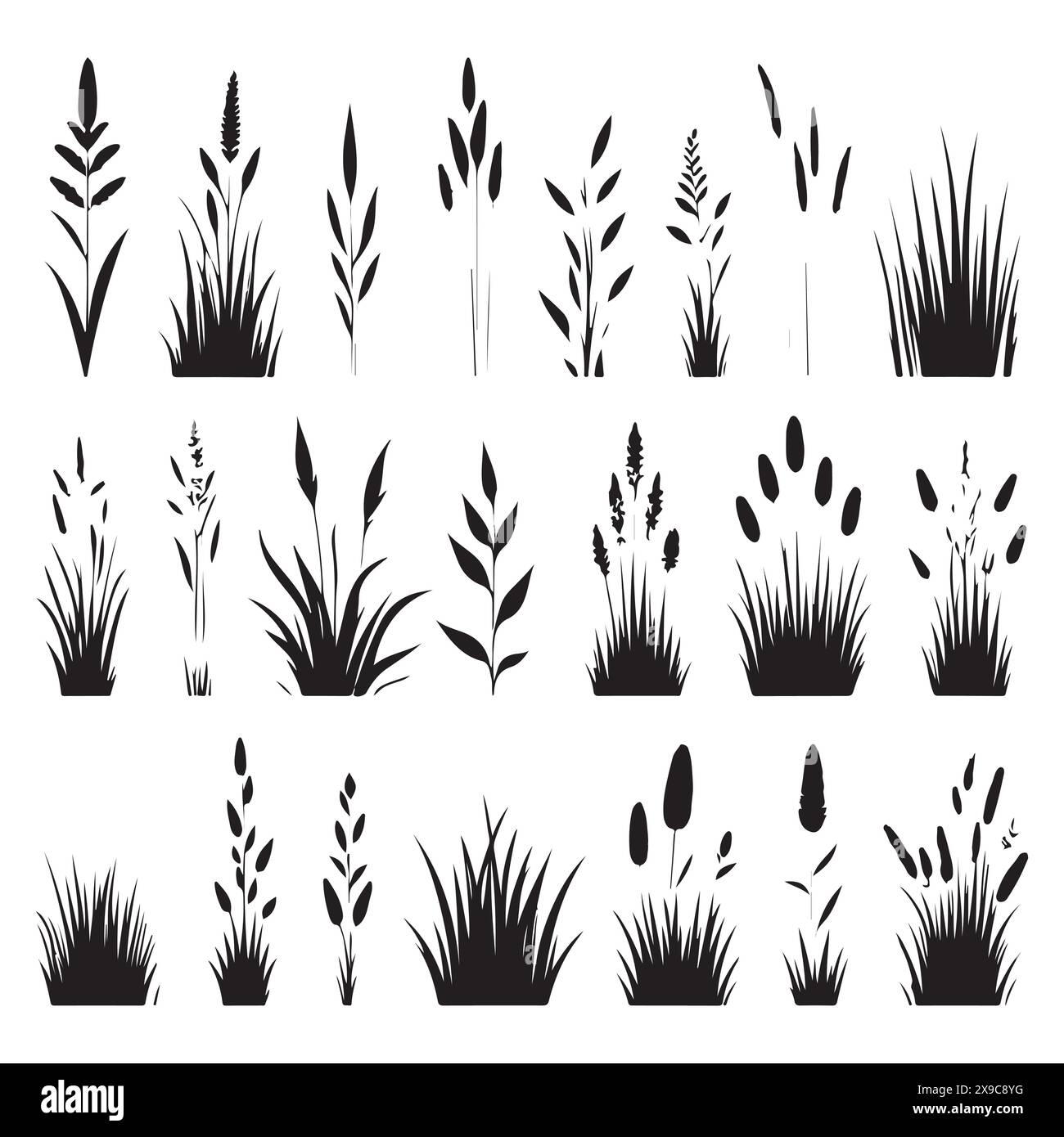 Silhouette set of grass. Vector isolated illustration Stock Vector ...