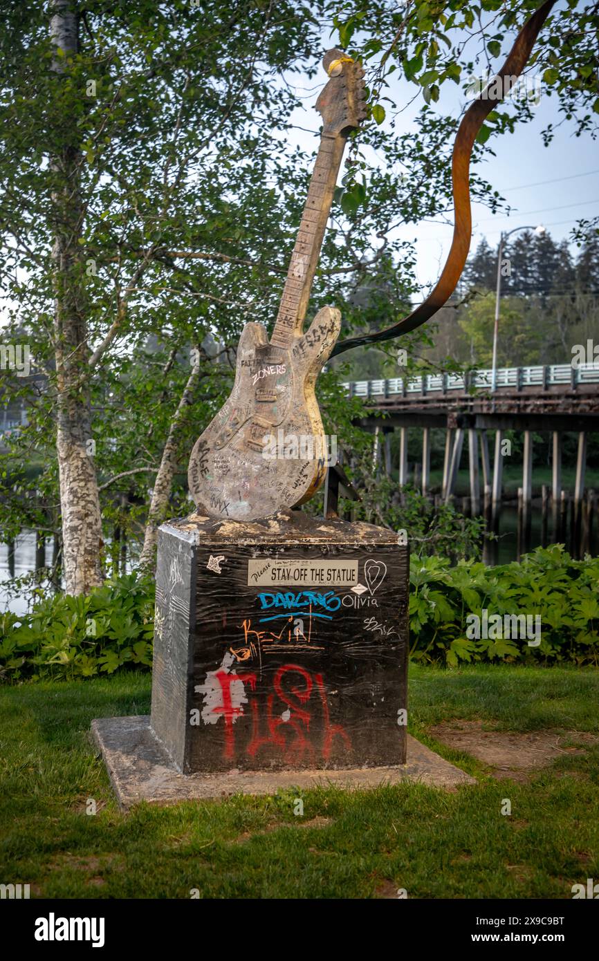 Kurt Cobain Memorial Park, located in the musician's hometown of Aberdeen, Washington, is a tribute to the legendary Nirvana frontman. ... Stock Photo