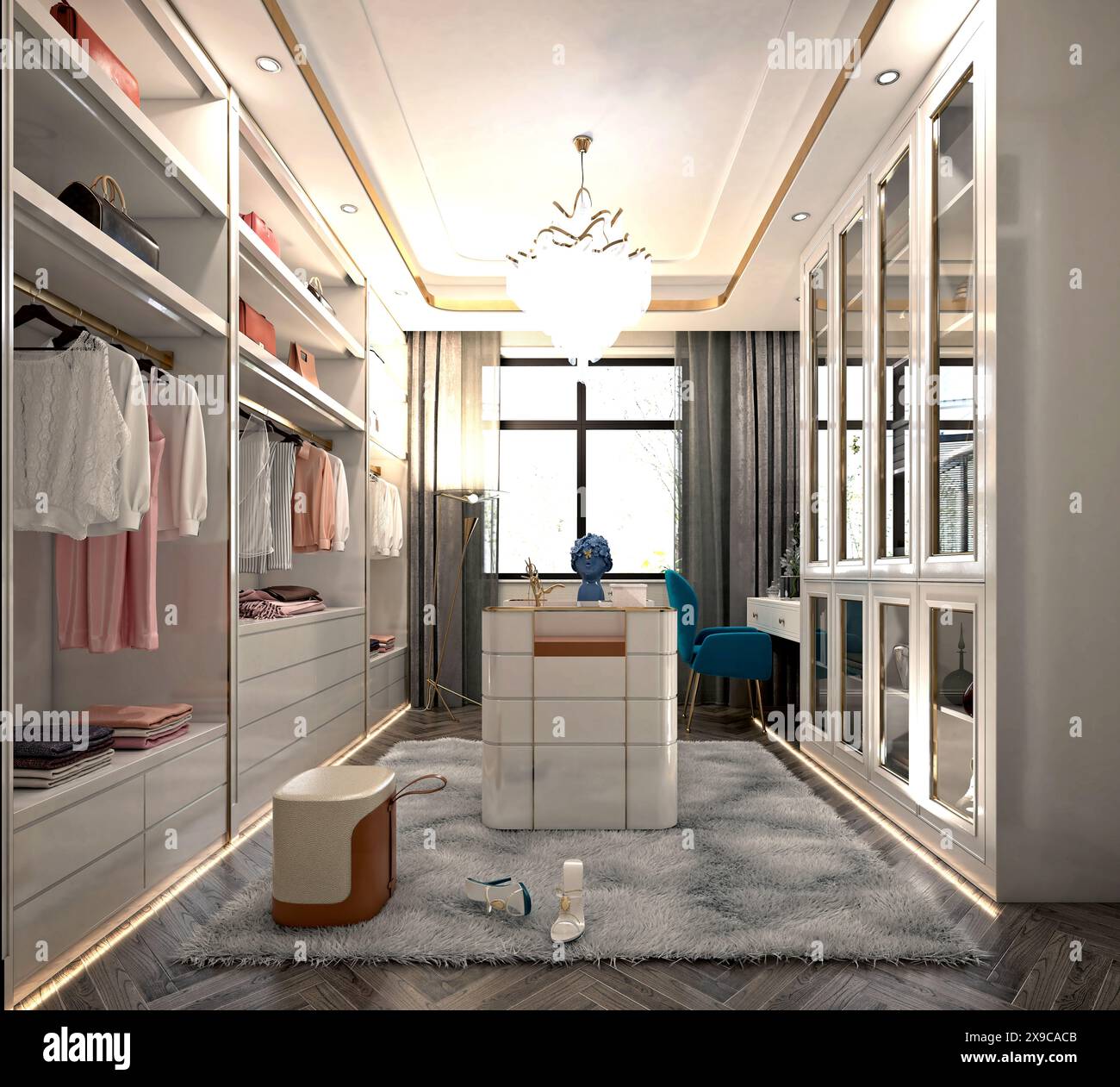 3d render of dressing cloak room Stock Photo