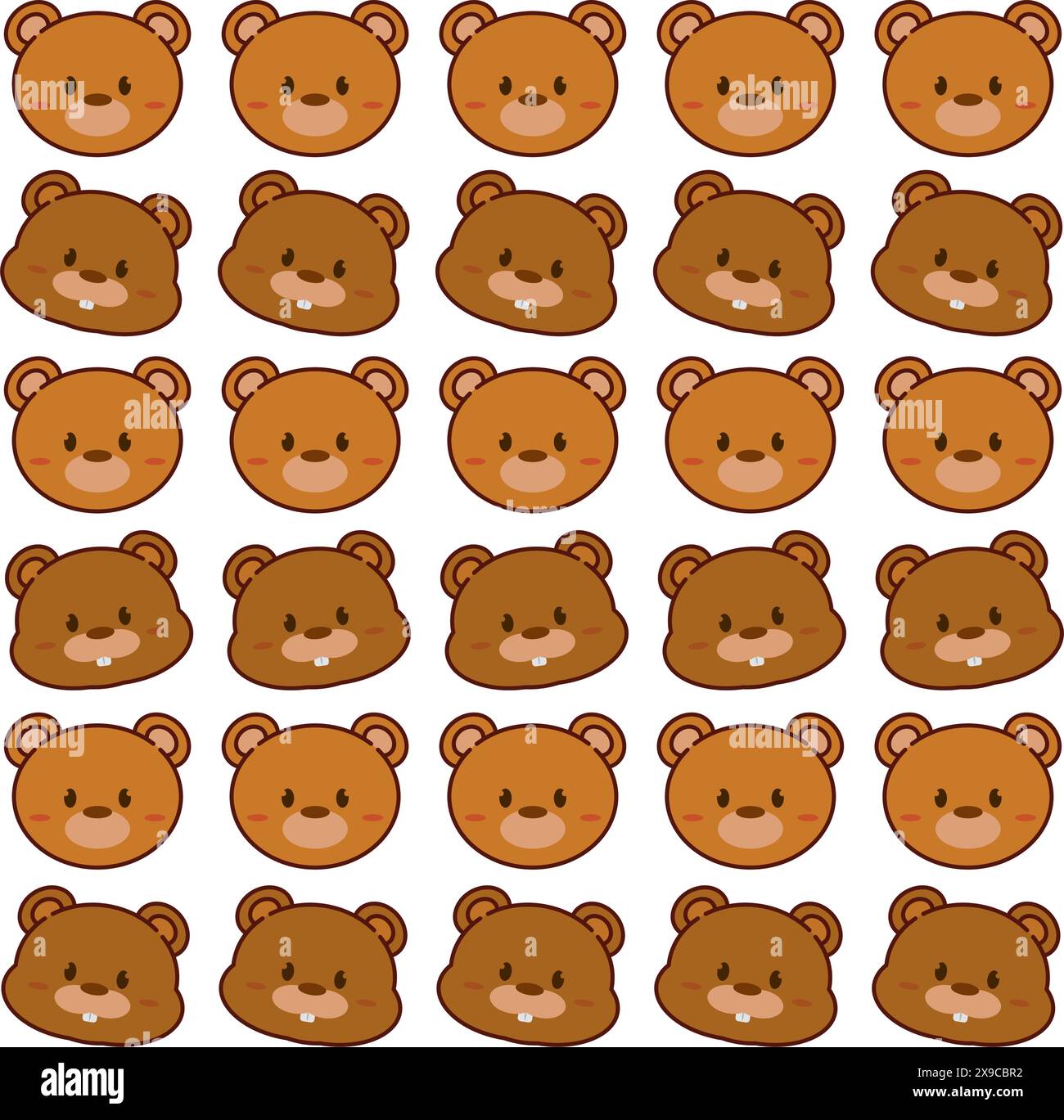 Kawaii animal emoticon pattern background Vector Stock Vector