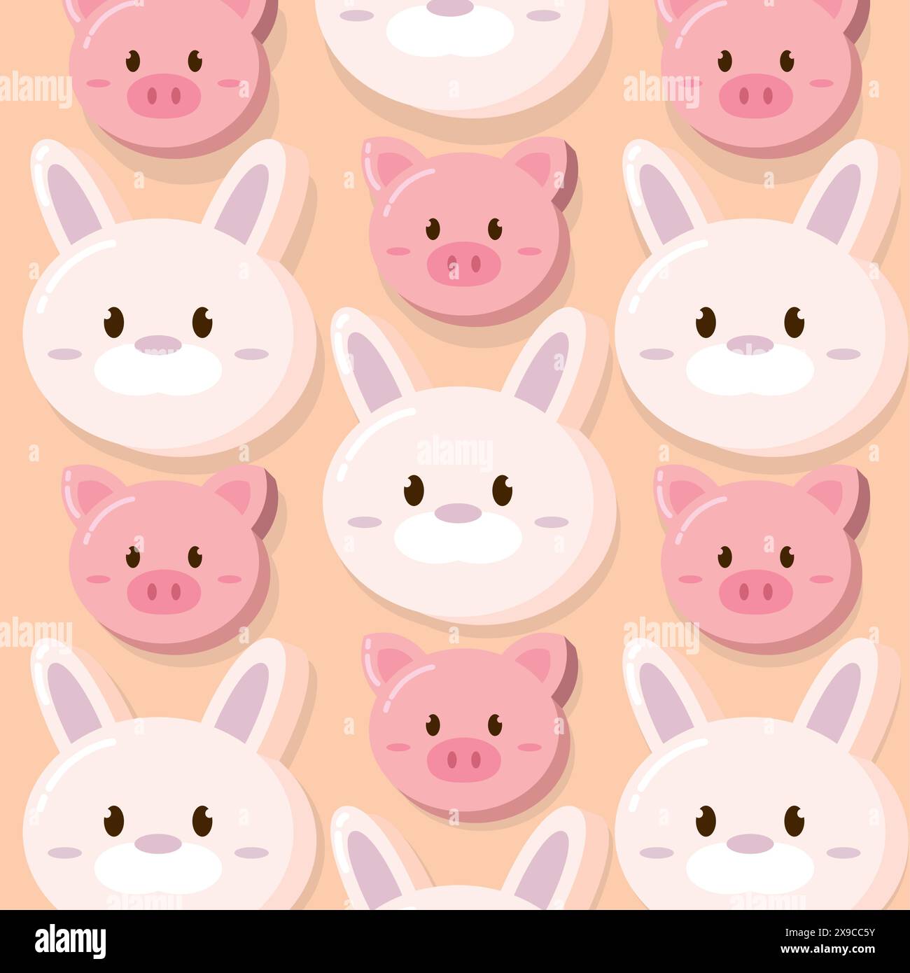 Kawaii animal emoticon pattern background Vector Stock Vector