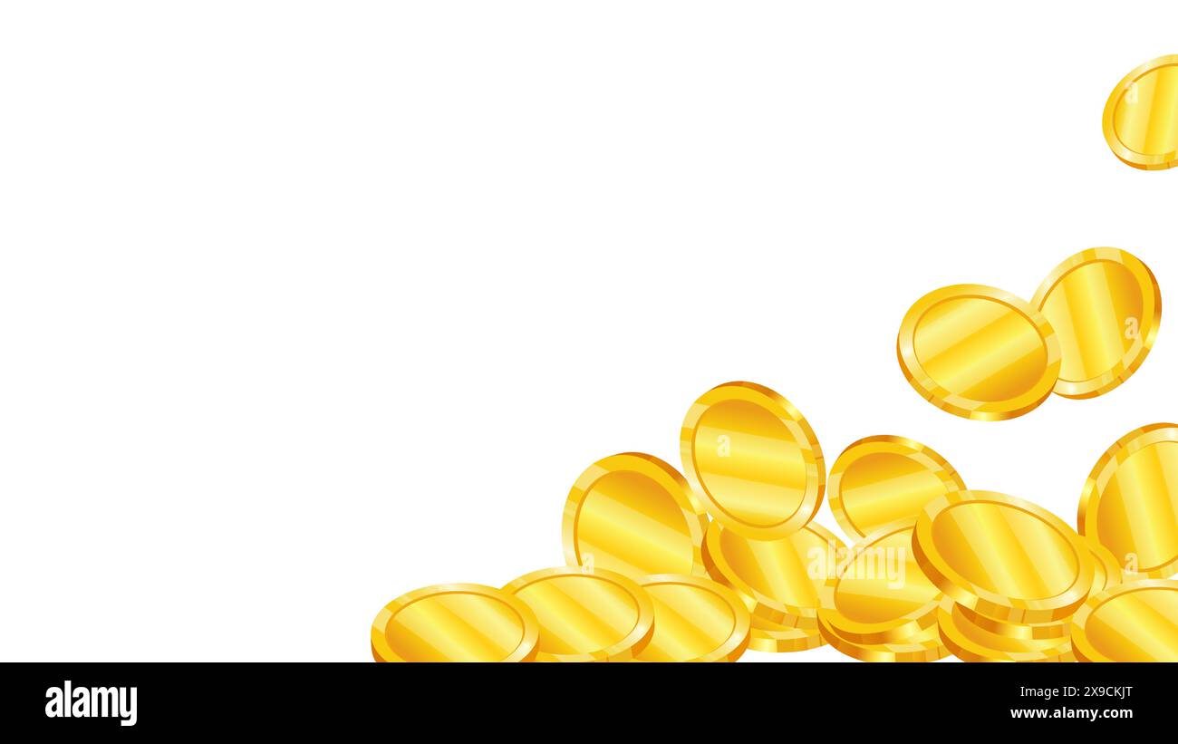 Gold coins in 3d style realistic vector illustration. Banner design for ...