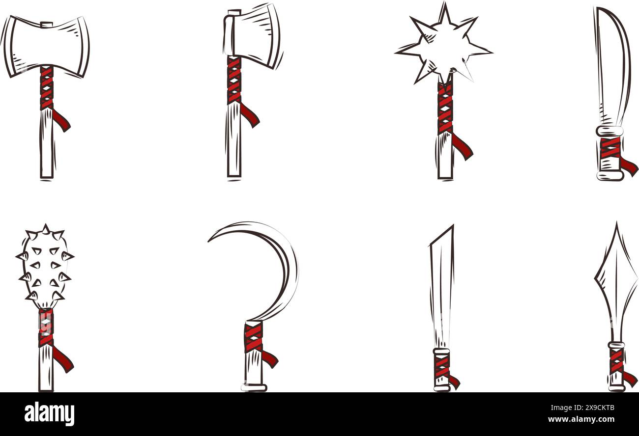 Set of medieval weapons icons Vector Stock Vector
