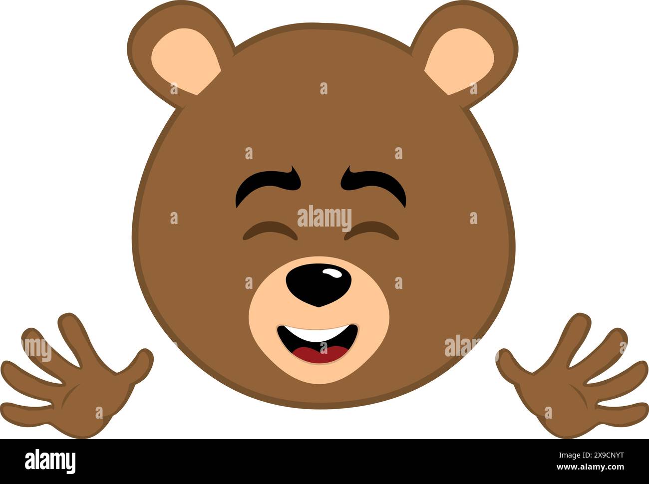 vector illustration face brown bear grizzly cartoon, with waving hands ...