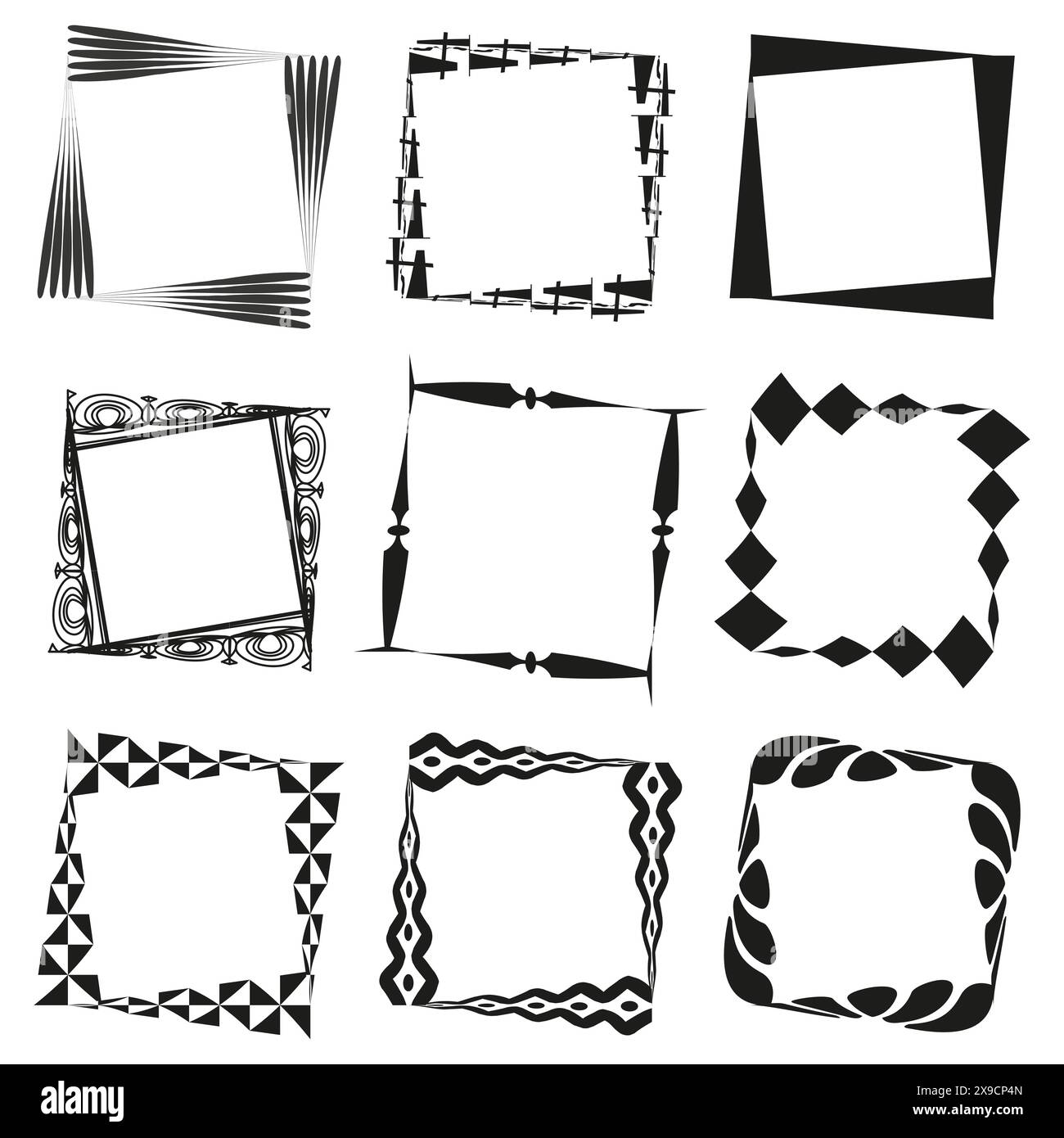 Abstract frame set. Geometric square borders. Creative design elements ...