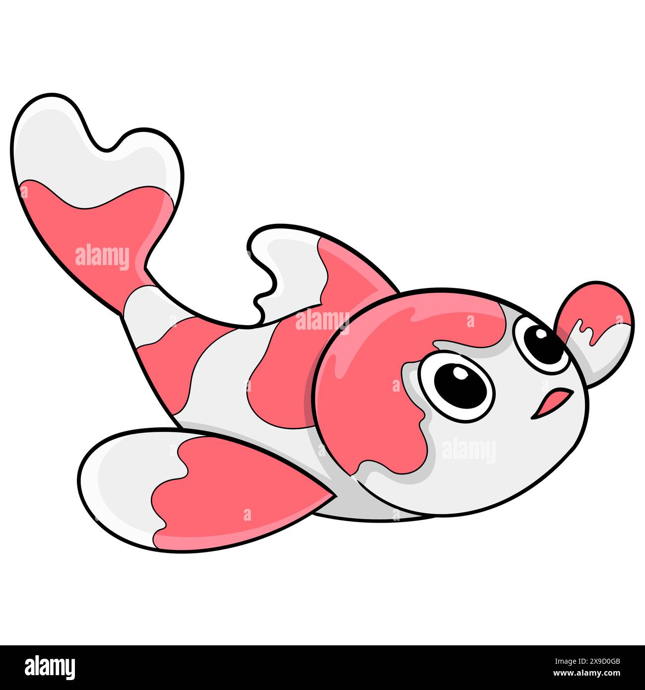 Cartoon doodle illustration of animals acting funny, Red and white koi ...