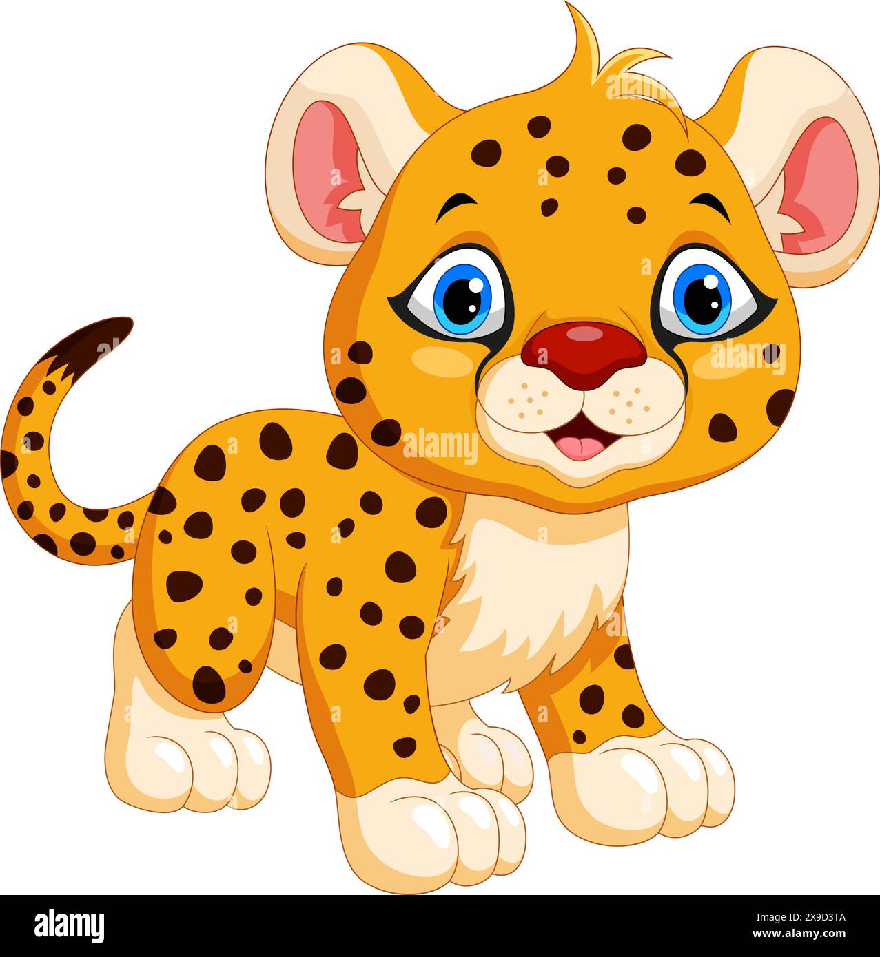 Cute baby cheetah cartoon isolated on white background Stock Vector