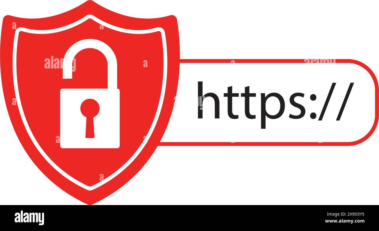 Protective shield. Shield with padlock. Concepts for preventing data theft when using the Internet. Stock Vector