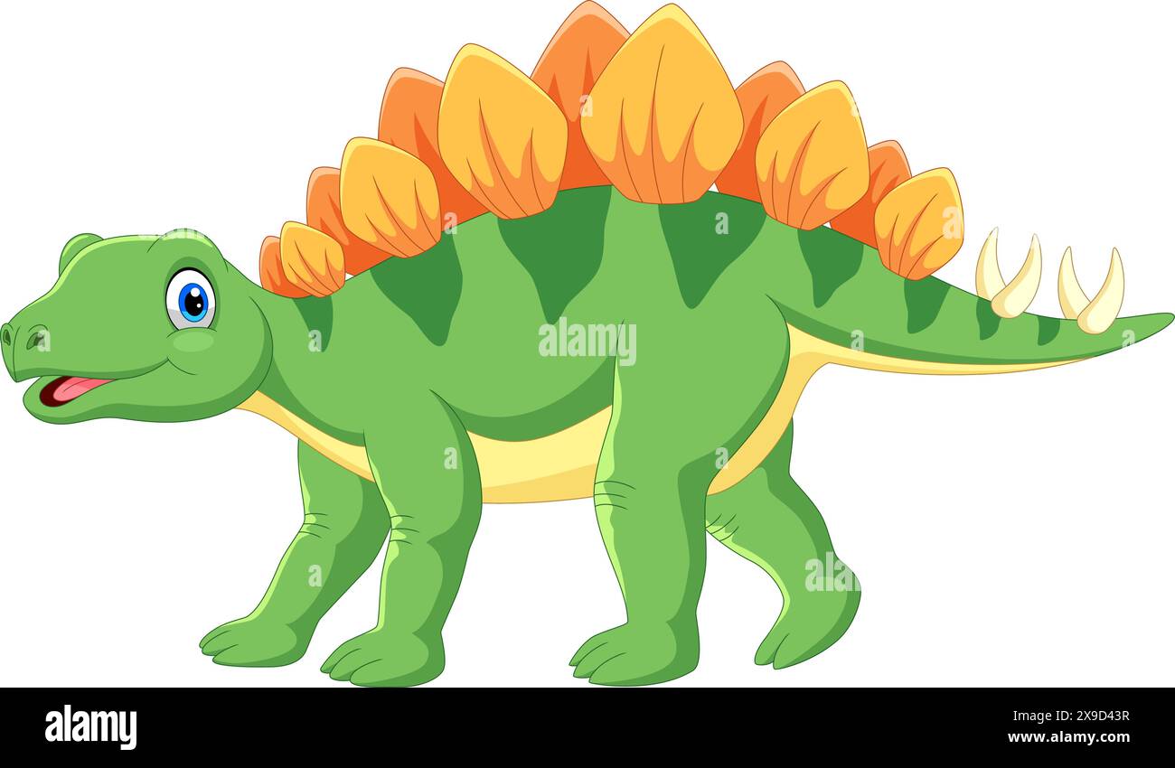 Cute stegosaurus cartoon vector illustration on white background Stock ...