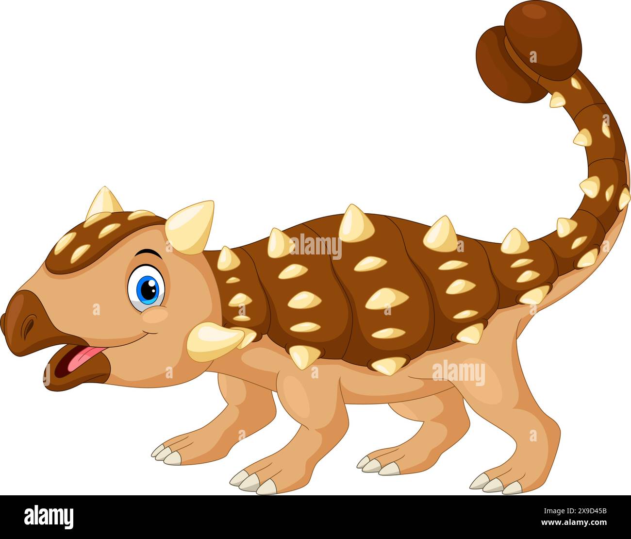 Funny ankylosaurus cartoon vector illustration on white background Stock Vector
